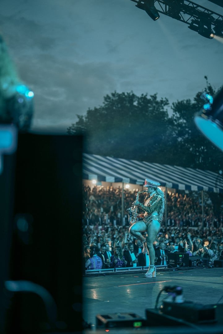 Ellie Sax outdoor festival crowd performance